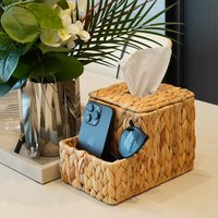 Boîte à mouchoirs en jacinthe d'eau tressée avec couvercle en rotin, boîte à papier hygiénique pour salon domestique, rangement pour distributeur de papier