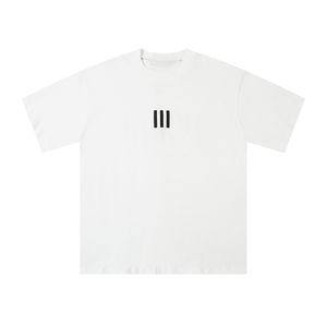 Summer New Trendy Three Bars T-<b>Shirt</b> <b>Men</b> Neck Short Sleeved Oversized Heavyweight High Quality <b>Silk</b> Puff Streetwear Screen - Product Image 1