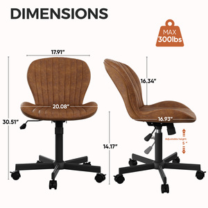 Silla de Oficina Ergonómica Moderna de Cuero PU, sin Brazos, Altura Ajustable, Giratoria, con Ruedas Silenciosas, para Oficina en Casa, Sala de Estar, Escuela - Product Image 6