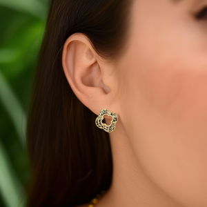 Boucles d'oreilles tendance en acier inoxydable 316L avec placage or PVD, design léopard durable et résistant - Product Image 3