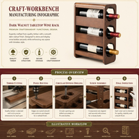 Présentoir de comptoir pour bouteilles de vin, organisateur de table pour la maison, la salle à manger, la cuisine, le bar, emballage personnalisé pour le marché européen