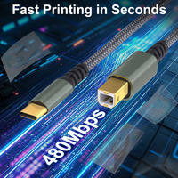 Nylon tressé USB2.0 480Mbps haute vitesse USB C cordon d'imprimante câble MIDI 1m 2m 3m 5m USB B à USB C câble d'imprimante