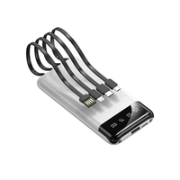Usine directe Ultra-mince fil intégré Mini chargeur d'alimentation Mobile affichage LED 10000 MAh Micro USB impression cadeau en gros