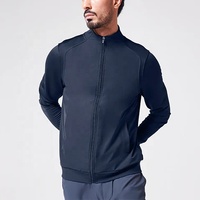 Veste de course personnalisée de haute qualité à fermeture éclair complète tissu extensible côtelé coupe ajustée formation plaine avec poches veste en nylon spandex pour hommes