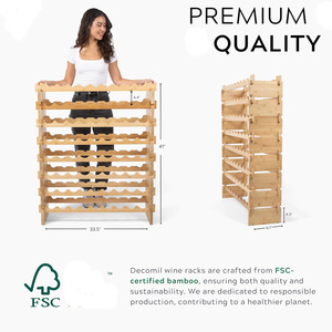Estante para Vino de Bambú con Capacidad para 50 Botellas, Mueble para el Hogar - Product Image 3