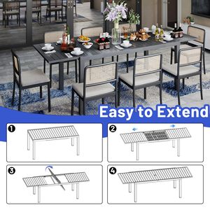 <span class=keywords><strong>Tavolo</strong></span> da Pranzo Estensibile da Esterno <span class=keywords><strong>Marrone</strong></span> per 6-8 Persone, <span class=keywords><strong>Tavolo</strong></span> da Cucina Espandibile in Alluminio con Foro per Ombrellone, Design Salvaspazio - Product Image 4