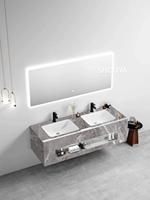 Mewah Ringan dan Meja Rias Kamar Mandi Bermutu Tinggi dengan Lampu LED dan Wastafel Kamar Mandi Modern Yang Mulus