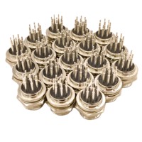 Conector Circular Metálico GX16 M16 de 8 Pines, Macho, para Montaje en Panel, con Pin Sólido Largo Mecanizado y Placa PCB Plateada, Tipo Through Hole
