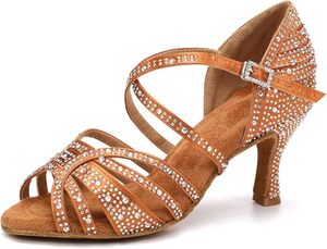 <span class=keywords><strong>Chaussures</strong></span> de danse latines à lanières les plus vendues, sandales de danse marron avec strass, <span class=keywords><strong>chaussures</strong></span> de danse de salon, <span class=keywords><strong>salsa</strong></span>, <span class=keywords><strong>bachata</strong></span>, mariage, performance - Product Image 2