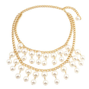 European American Fashion <b>Statement</b> <b>Necklace</b> Double Layer Imitation Pearl Tassel Clavicle Chain For Women Party Jewelry - Product Image 5