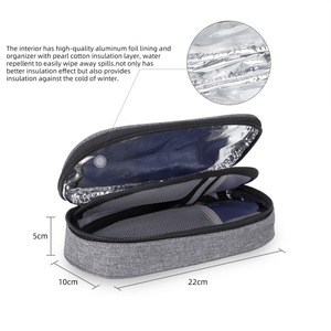 Sac isotherme portable pour insuline, tissu Oxford gris, isolé avec doublure en aluminium, pour utilisation en extérieur - Product Image 4