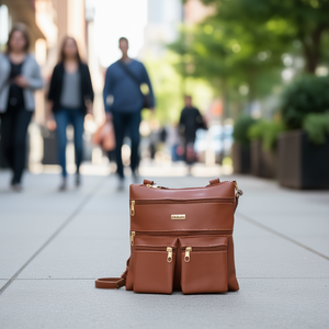 Bolso Bandolera para Mujer Fana, Cuero PU Color Cognac, Correa Única, Cierre de Solapa, Estilo Moderno para Uso Diario - Product Image 2