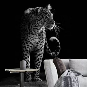 Papel pintado minimalista de animales de <span class=keywords><strong>leopardo</strong></span> 3D, Mural de pared de fondo botánico para sofá, porche, impermeable, a prueba de humedad, antiestático - Product Image 2