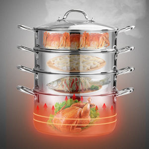 Olla Vaporera Japonesa de Fábrica, Utensilios de Cocina, Olla Vaporera de Acero Inoxidable de 32 cm, Juego de Ollas Vaporeras para Alimentos - Product Image 4