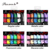 Ensemble de peinture acrylique professionnelle Panwenbo, tubes souples non toxiques, 6 couleurs macaron, 30 ml, ensemble de peinture acrylique