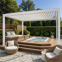 Gazebo motorisé en aluminium MEXIN avec capteur de pluie et bande lumineuse LED pour terrasse, jardin, patio, villa, hôtel, vente en gros