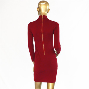 <span class=keywords><strong>Robe</strong></span> de hanche à manches longues pour femmes automne/hiver, haute élasticité, dos en métal, <span class=keywords><strong>robe</strong></span> <span class=keywords><strong>moulante</strong></span> avec fermeture éclair - Product Image 6