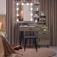 Coiffeuse Phoenix Home OEM, best-seller, ensemble de coiffeuse antique, bois gris PB, coiffeuse
