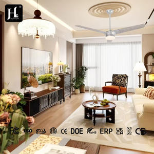 ABS 6 Blades 52 Inch DC Motor Remote Control <b>LED</b> <b>Light</b> Weight Best White AC/DC Electric Low Profile <b>Ceiling</b> <b>Fan</b> <b>with</b> 6-Speed - Product Image 5