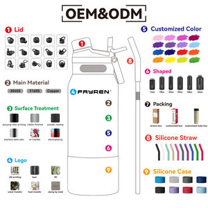 Botella de Agua Infantil Aislada FAYREN, Linda, de Acero Inoxidable 316, Antiderrames, con Asa/Pajita/Cepillo - Product Image 6