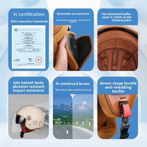 ECE Được Phê Duyệt Cổ Điển Xe Máy Mũ Bảo Hiểm Cho Nam Giới Và Phụ Nữ Scooter Nửa Mở Khuôn Mặt Thiết Kế - Product Image 5