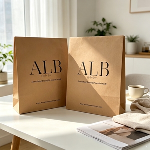 Dark <b>Brown</b> 230gsm Coated Kraft Paper Envelope Bag Custom White Printed Logo Low MOQ 100 Pcs For Clothing Packaging - Product Image 2