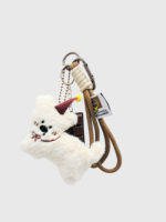 Porte-clés multi-styles en peluche chiot Kawaii, doux et durable, avec cordon tressé, pendentif tranche de chocolat, mousqueton, adorable figurine de chien pour sac