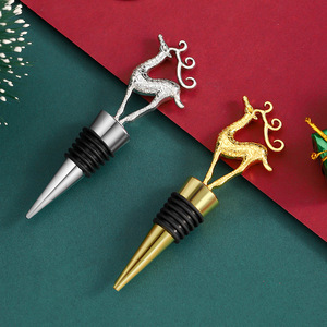 Christmas Reindeer <b>Wine</b> Stopper Zinc Alloy Gold Silver Bottle Seal Christmas Gift - Product Image 1