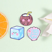 Broche en émail Kawaii pour l'été et la plage, motif mignon de noix de coco et de coquillage, pour la décoration de sac à dos