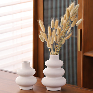 Nordic Style Creative Gourd Shape Matte Finish Ceramic <b>Vase</b> for Bed and Breakfast Home Decor Display - Product Image 4