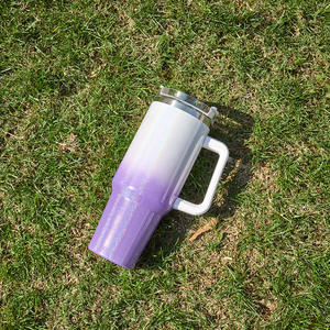 Vaso de viaje de acero inoxidable estilo americano de 40oz con asa y pajita, pintura de arcoíris, aspiradora de gran capacidad para agua - Product Image 2