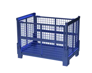 Cage grillagée en acier OEM Conteneur palette en fer d'excellente qualité pour stockage empilable et pour usage en entrepôt Supports compris