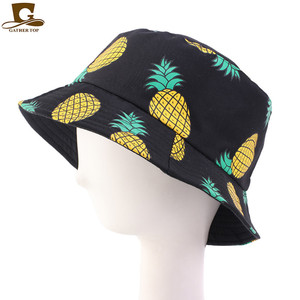 Buena calidad Juding 2020 la nueva mujer Primavera Verano al aire libre Sunbonnet Banana piña estampado <span class=keywords><strong>maceta</strong></span> plegable algodón pescador sombrero - Product Image 4