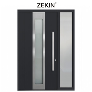 Porte d'entrée blindée moderne ZEKIN DOOR en acier, design demi-encastre, pour villas et maisons, style pivotant, antivol - Product Image 2