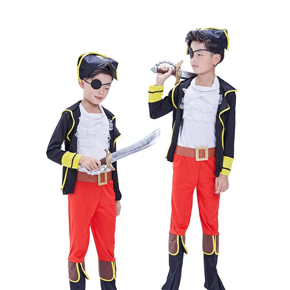 Hot Sale Children's Pirate Captain Costume Role Play Dress Up Set with Pirate Hat Eye patch for Boys