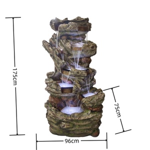 New <strong>Indoor</strong> Mini <strong>Waterfall</strong> Fountain Resin Wooden Style with Warm White <strong>Lights</strong> for Interior Decorative Purpose - Product Image 2