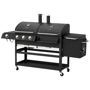 <span class=keywords><strong>Barbecue</strong></span> Hybride Gaz et Charbon de Bois, Combiné avec 4 Brûleurs pour Cuisine Extérieure - Product Image 2