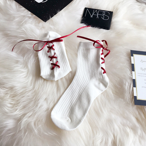 <span class=keywords><strong>Chaussettes</strong></span> en <span class=keywords><strong>coton</strong></span> pour filles, pour étudiantes, avec bandes croisées japonaises, avec nœud Vertical, à cravate - Product Image 5
