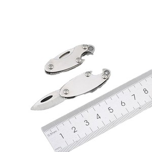 Mini couteau pliant en acier inoxydable avec ouvre-bouteille, porte-clés, outil de coupe compact multi-usages - Product Image 5