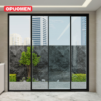 Pintu Geser Kaca Tempered Ganda Aluminium OPUOMEN Berkualitas Tinggi Hemat Energi
