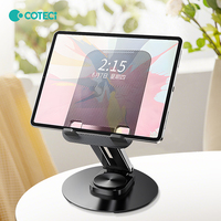 COTECi Support de téléphone portable réglable en métal Support rotatif universel pour tablette PC Support pliable pour bureau et voyage Support de jeu