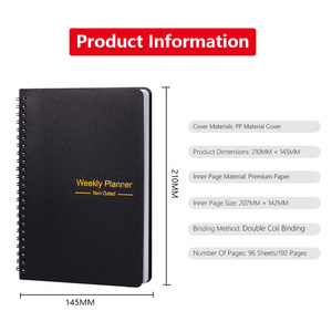 Agenda Semanal Personalizada A5 con Espiral, 52 Semanas sin Fecha, Lista de Tareas, Cubierta de PP, Cuaderno para la Escuela - Product Image 6