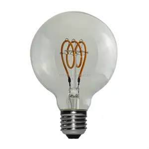 琥珀色G80G95G125調光可能なエジソンソフトフィラメント電球クワッドループヴィンテージLED電球ちらつきのない家庭用装飾LED電球