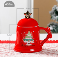 Mug en céramique de Noël simple de 400 ml avec couvercle et cuillère, cadeau de Noël créatif pour le bureau, pour filles