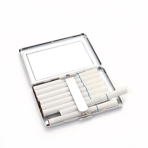 Wholesales blank silver cigarette box with mirror inside high quality metal cigarette cases