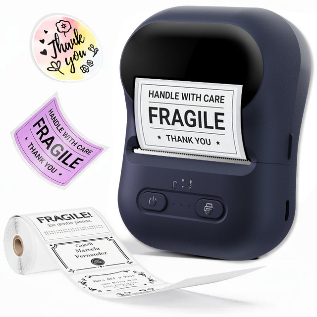 Multi-Functional Portable Thermal Label Printer for Clothing Jewelry Supermarket Barcode Printing-USB+BT Sticker Printer