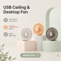 Mini-ventilateur de bureau silencieux LED portable rechargeable USB, petit ventilateur mural télécommandé, ventilateur de bureau rechargeable personnalisé