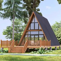 Kit de maison triangulaire moderne en A, cabane en bois préfabriquée étanche pour extension de chambre d'hôtes dans les jardins d'hôtels et complexes hôteliers.