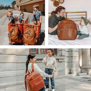 Bolsa de Pañales Impermeable de Cuero PU con 6 Bolsillos Aislados, Mochila Personalizada para Mamá y Papá, Bolsas Organizadoras de Viaje - Certificación BSCI - Product Image 3