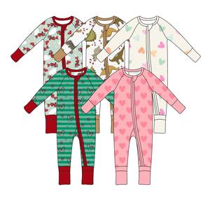 Yihui OEM/ODM op maat gemaakte fabriek, geen invoerrechten, bamboevezel gebreide baby rompers, casual print pyjama's, tweerichtingsrits, unisex voor de zomer - Product Image 4